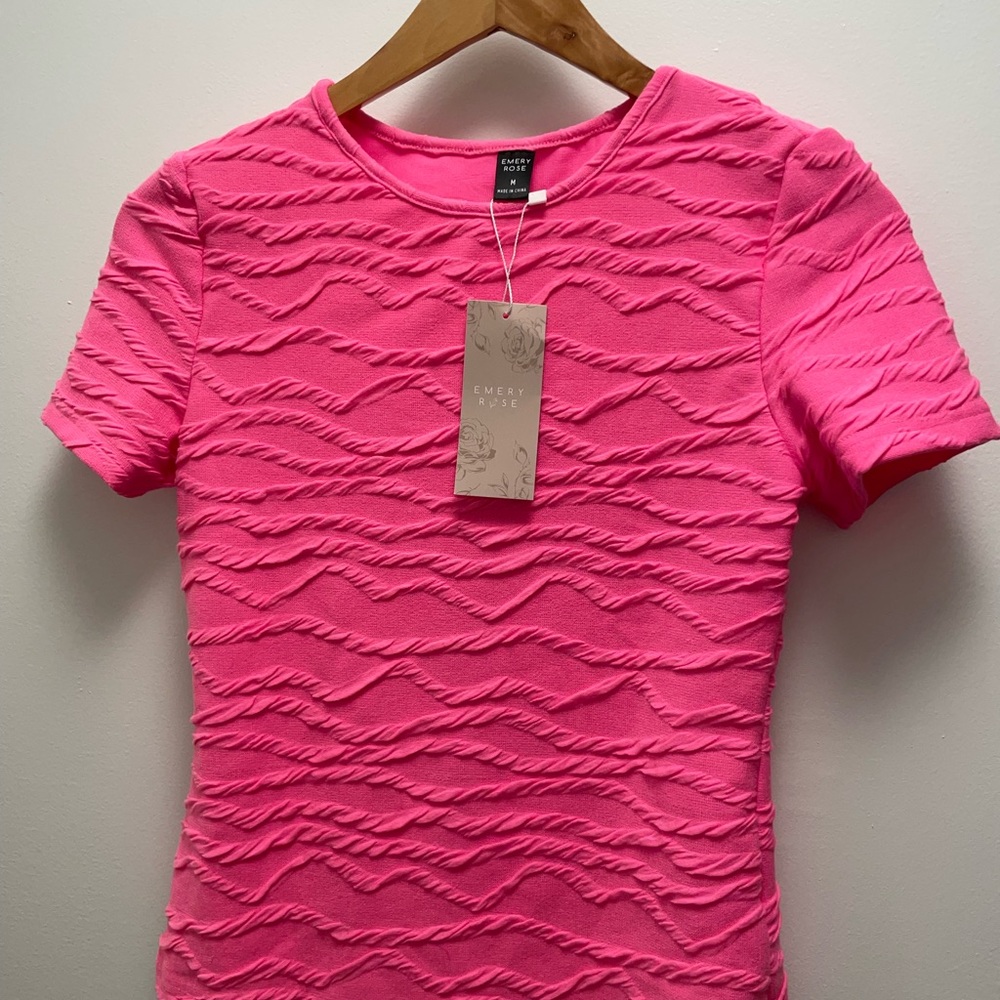 Emery Rose Jacquard top PINK NWT